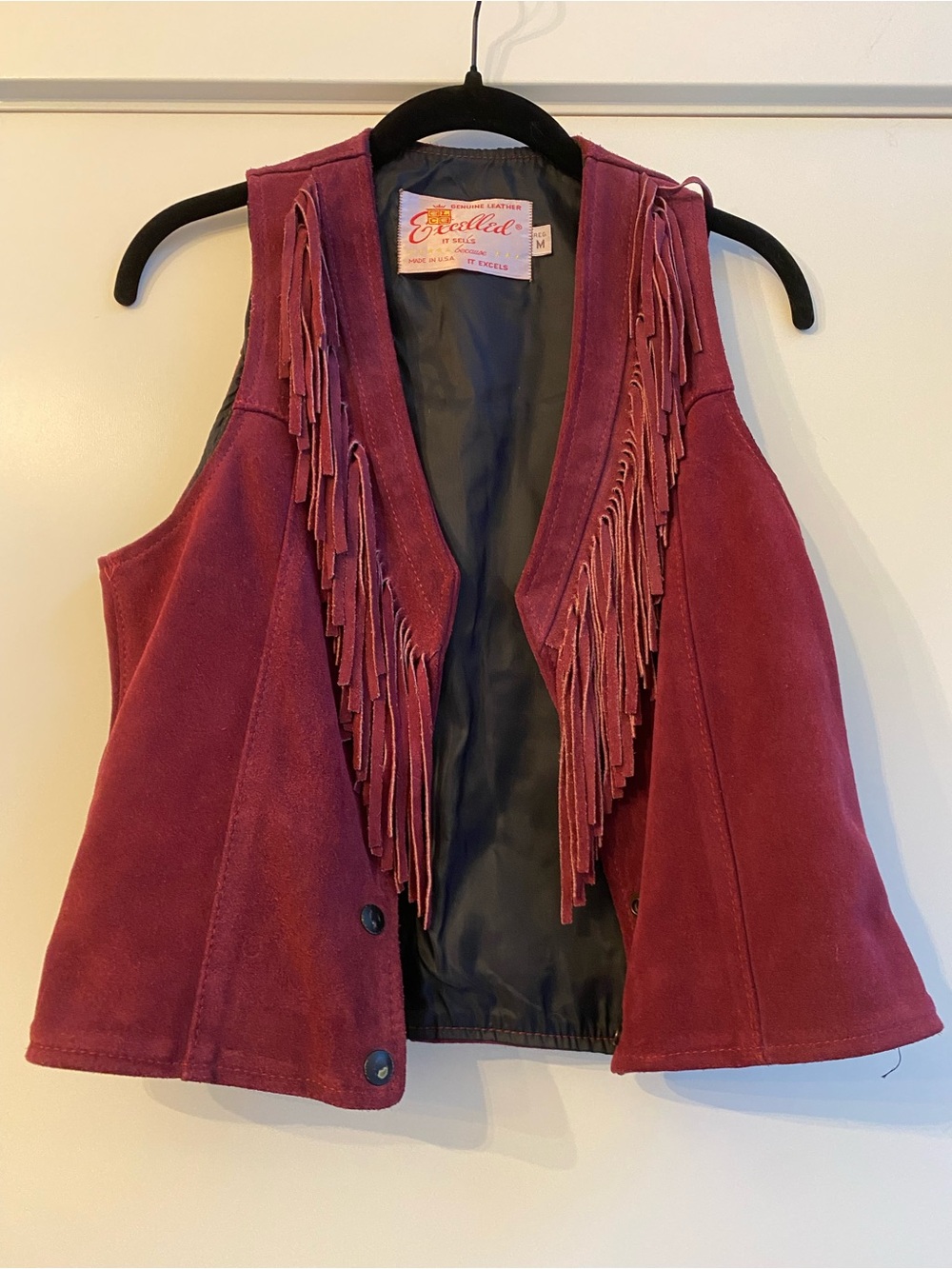 Fringed  Suede Vest - Purple